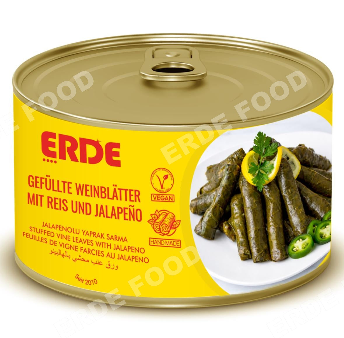 Karton 12x Gefüllte Weinblätter mit Reis und Jalapeño ERDE – 400g